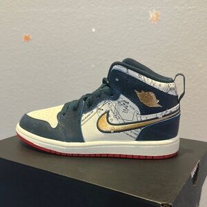 Kids Blue and Gold Sneakers